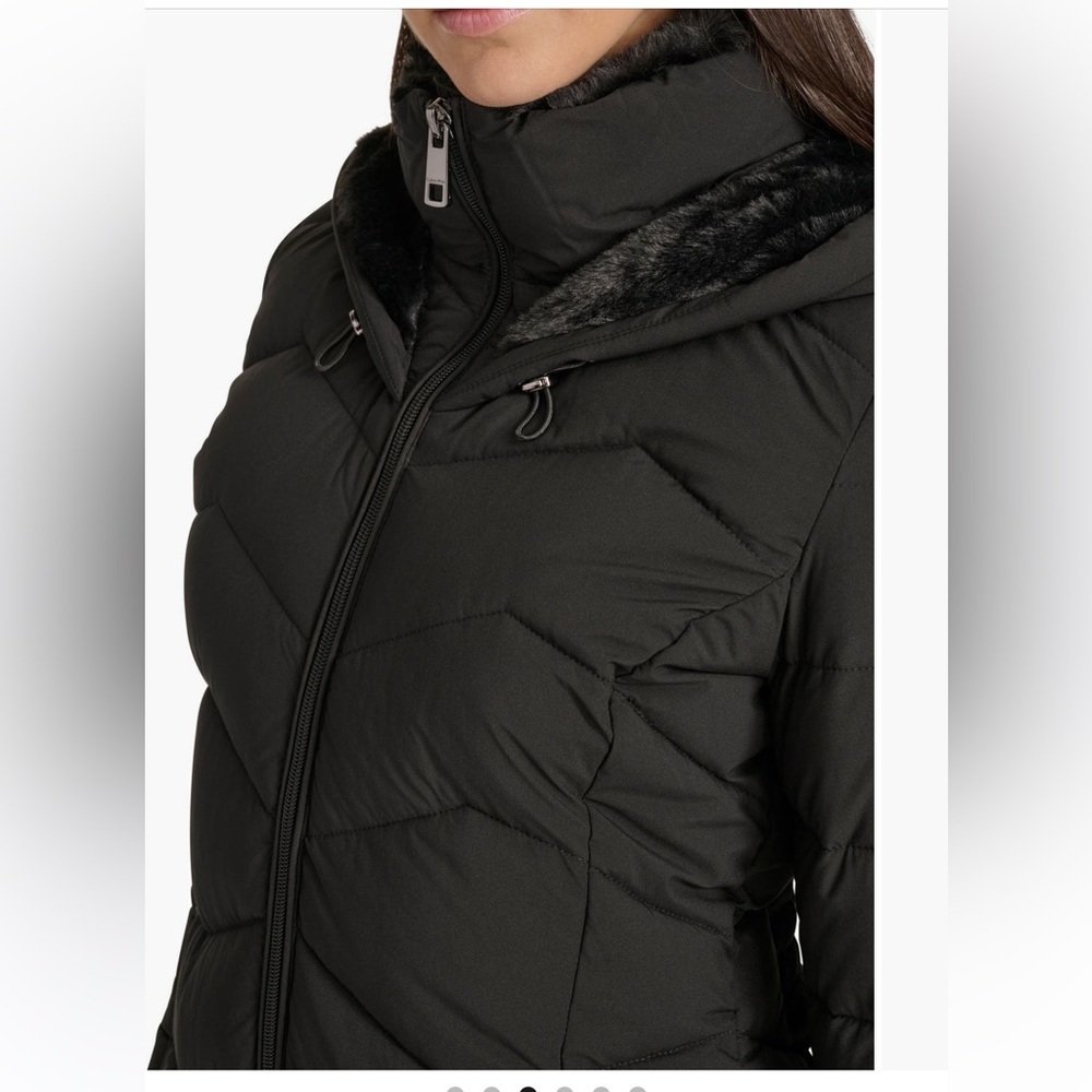 CALVIN KLEIN 🔥❄️ Matte  Stretch Hooded Chevron Quilted Jacket - Picture 6 of 15
